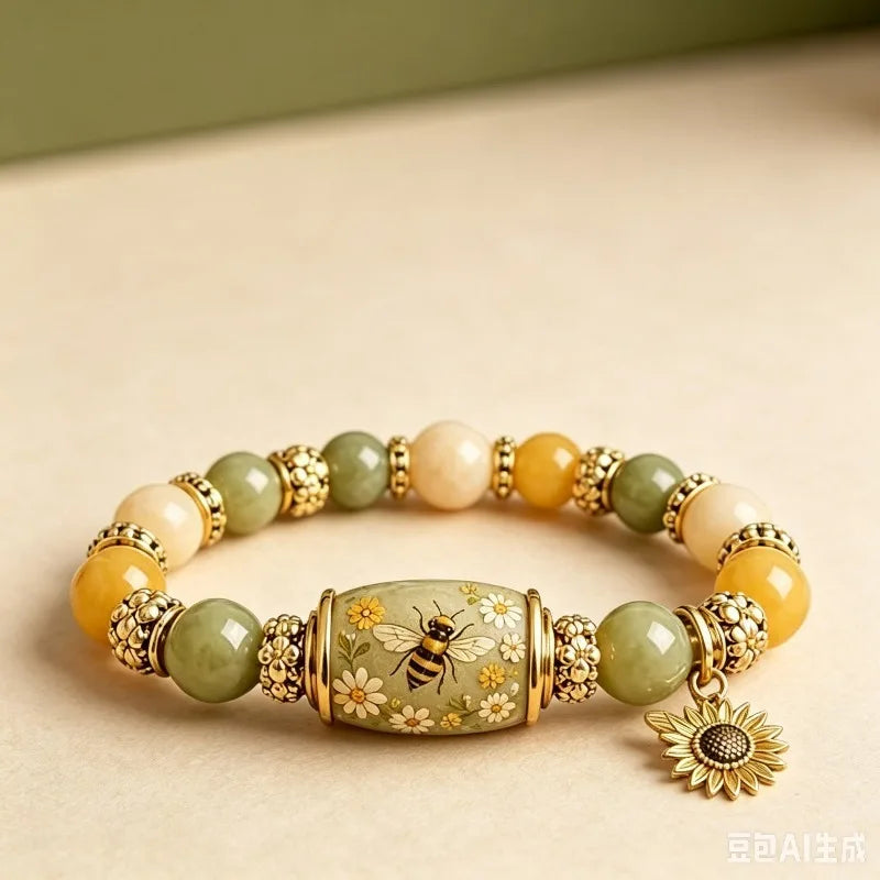 Colored Elastic Gemstone Beaded Bracelet Inspirational Charm Beads Bracelet Spring Blessings Jewelry for Women Mom Friends