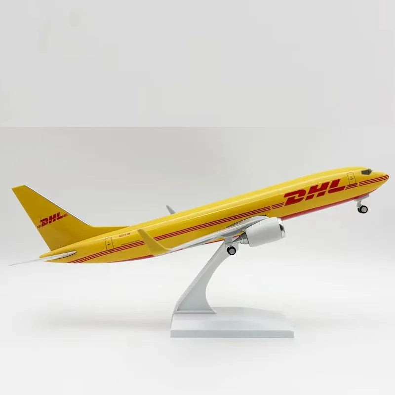 B737 DHL Airlines 30cm 1/240 Scale Aircraft Model Kit Children Toy Miniature Airplane Aviation for Collections and Displays Gift
