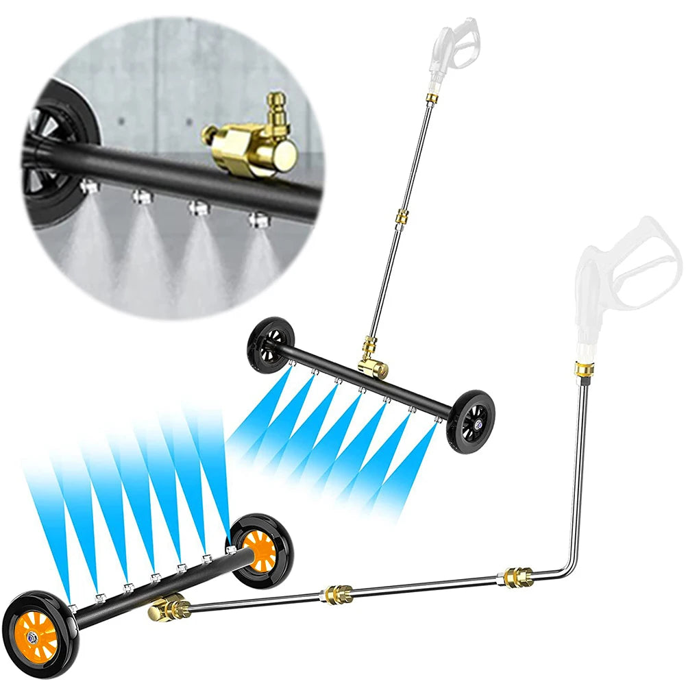 22 Inch Pressure Washer Extendable 3-Wand Undercarriage Surface Cleaner 1/4 Quick Connector High-Pressure Water Broom 4000 PSI