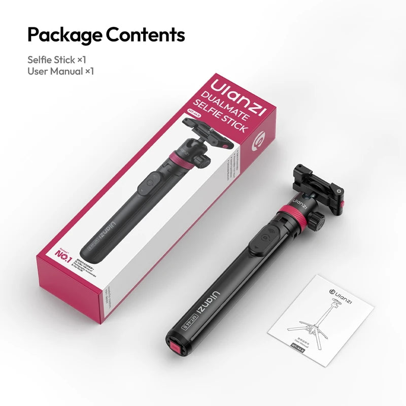 Ulanzi MT-44 B 2-in-1 Selfie Stick Tripod for Camera Smartphones Dual-Camera Shooting Portable Selfie Tripod for Outdoor Trave