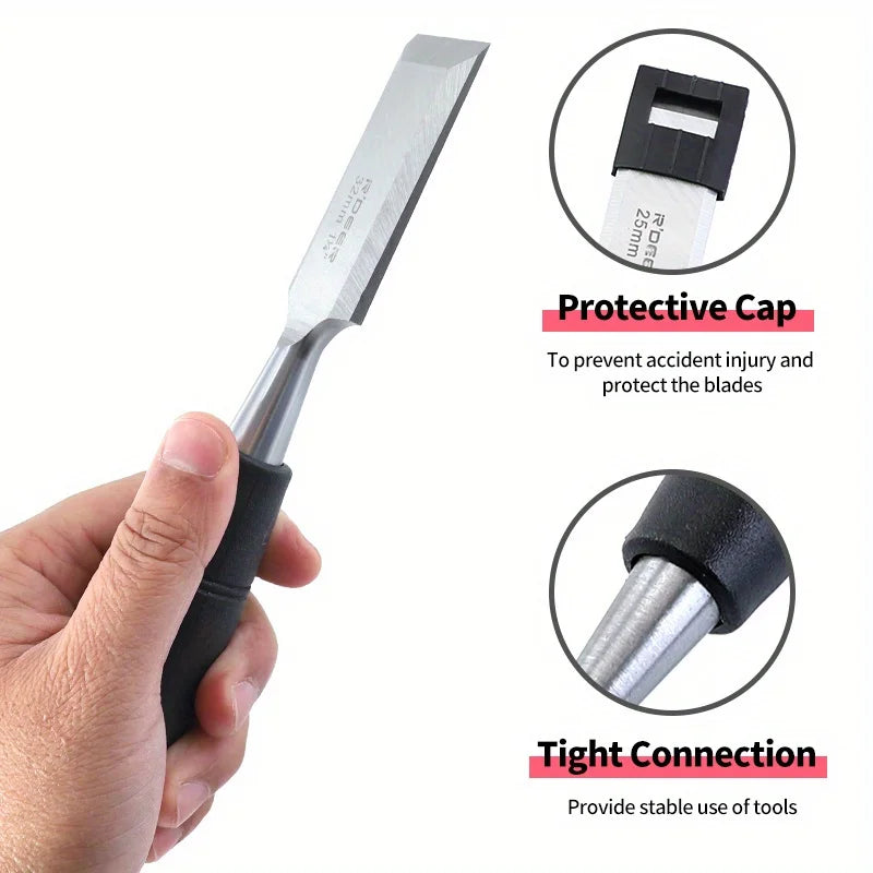 1PC Wood Chisel 7.5 Inch Carbon Steel Mn65# Chisel with Hammer End and Anti-Slip Handle Carpentry Tools for Woodworking