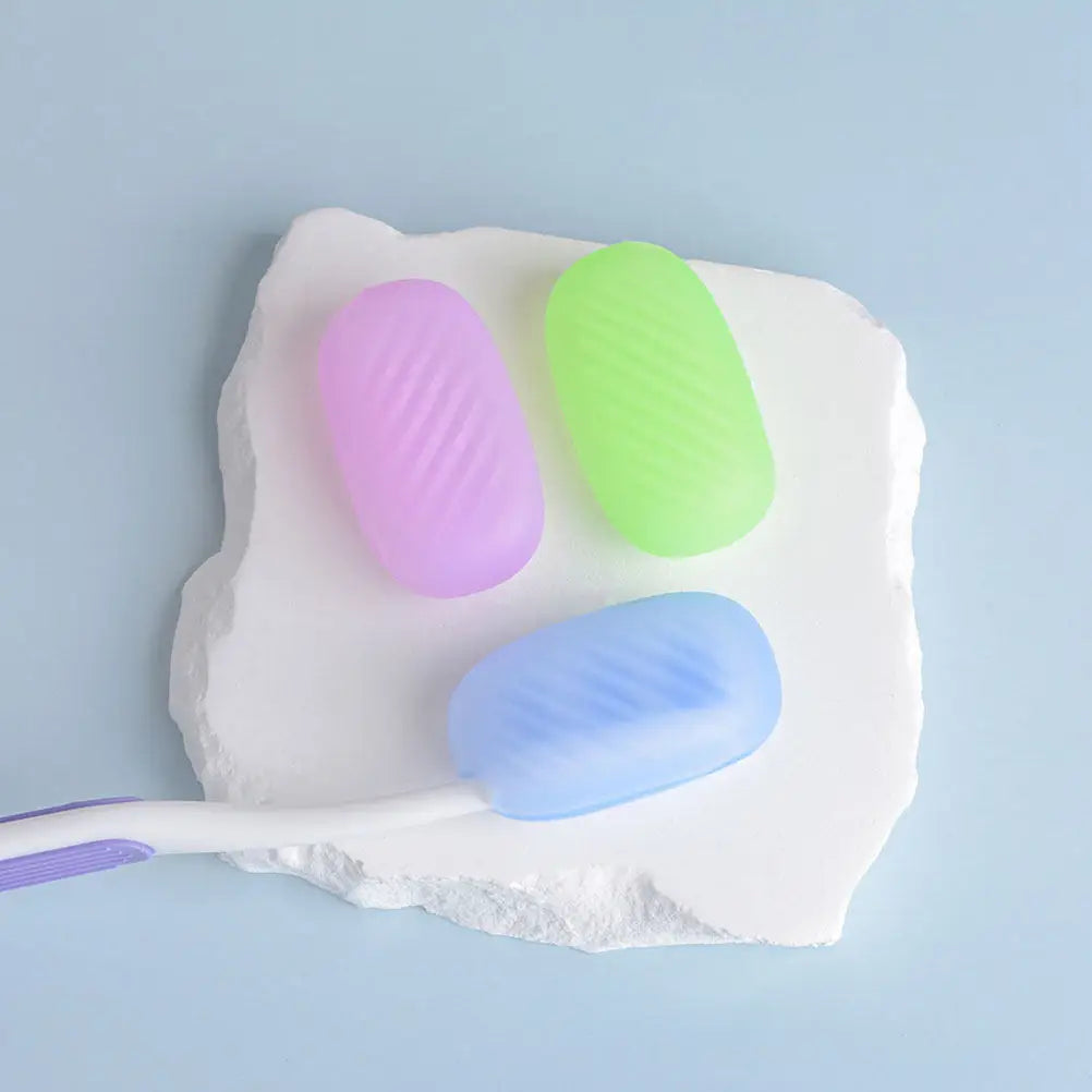 6Pcs Toothbrush Protective Caps Silicone Travel Toothbrush Holders Storage Case Lightweight Compact Travel Organizer