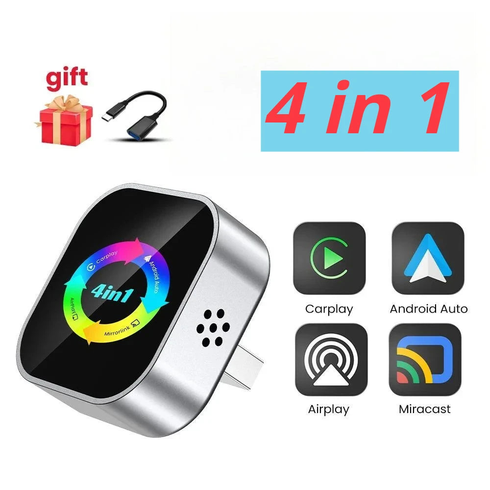 2026 NEW Upgrade 4 In1 Wireless Carplay Mirror Link Adapter Wired to Wireless Android Auto Plug & Play For Wired Carplay