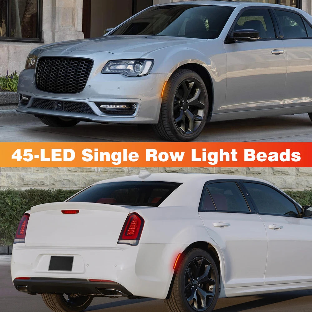4Pcs LED Side Marker Mirror Indicator Lamp For 2015-2021 Chrysler 300 Smoked LED Side Marker Light Front Rear Turn Signal Lig