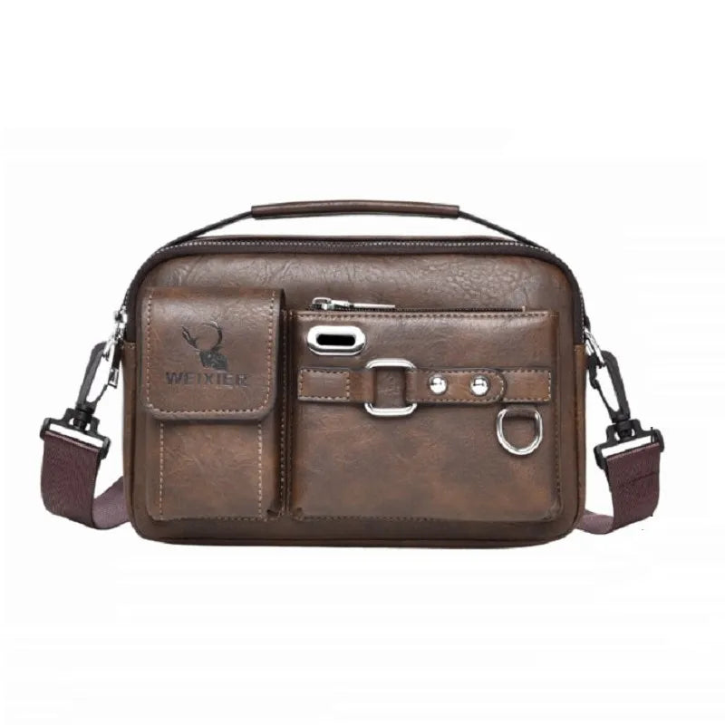 Men's Large Capacity Business Briefcase Quality PU Leather Shoulder Messenger Bag for Gentlemen Leisure Travel Attach Valise