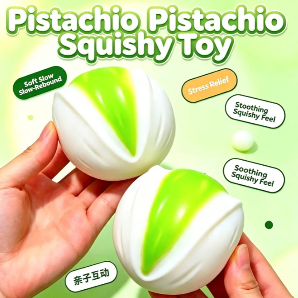 Crunchy Pistachio Stress Ball, Filled Round Blocks ASMR Squeeze Toy, Stress Relief Hand Relax Sensory Toy Gift Squishy Toys