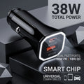 Fast Charging Auto Car Adapter 38W Dual Ports PD20W And QC3.0 Cigarette Lighter Plug With Ambient Light Ring For Mobile Phones