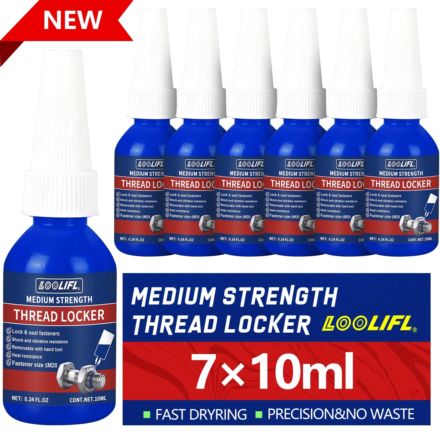 7PCS Threadlocker Screw Glue Quickly Cured Thread Locking Agent Anaerobic Adhesive Corrosion-Resistant Anti-Loosening Glue