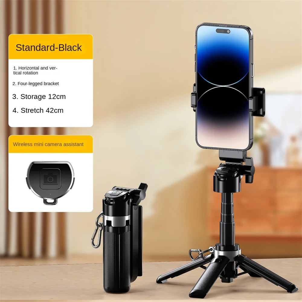 Newly Upgraded Design Mini Bluetooth Portable Telescopic Multifunctional Tripod Phone Selfie Stick with Key Chain