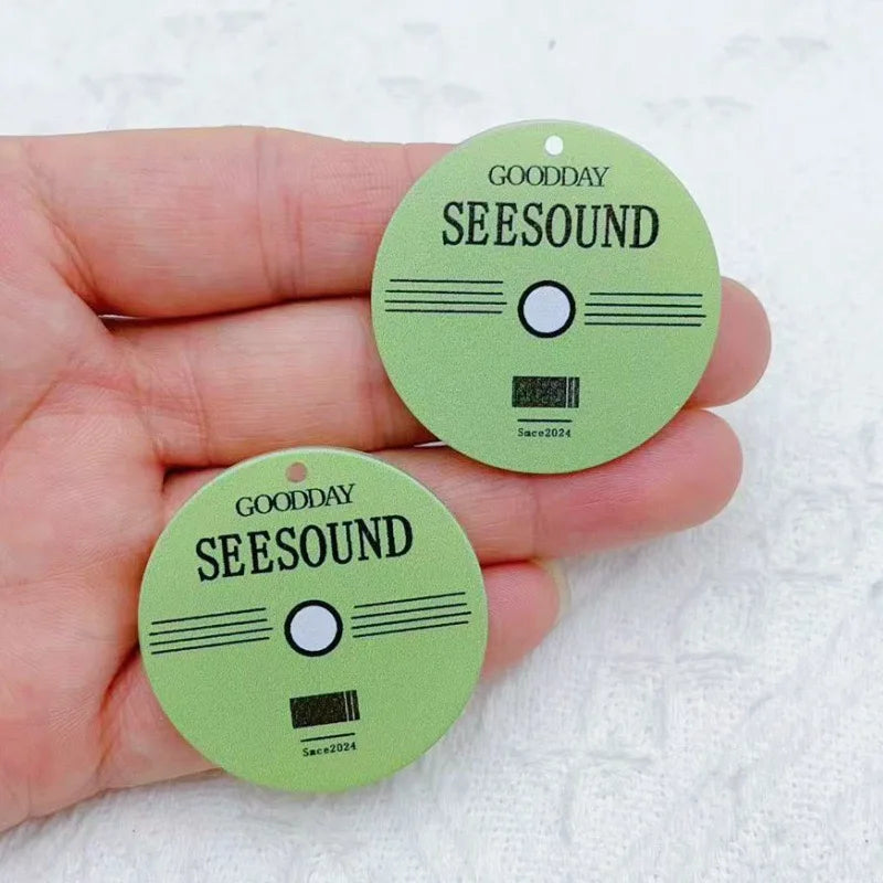 10pcs Acrylic Retro Tape Record Music Pendant DIY Keychain Phone Chain Necklace Jewelry