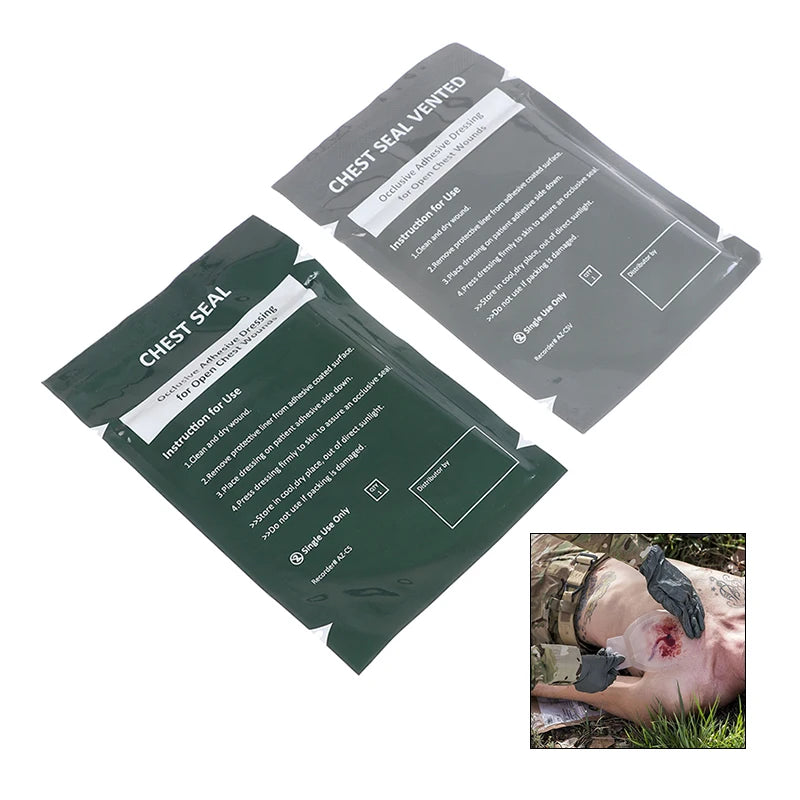 (.) 1pc North American Rescue Hyfin Chest Seal Medical Chest Seal Vented Outdoor Emergency First Aid Freeshipping