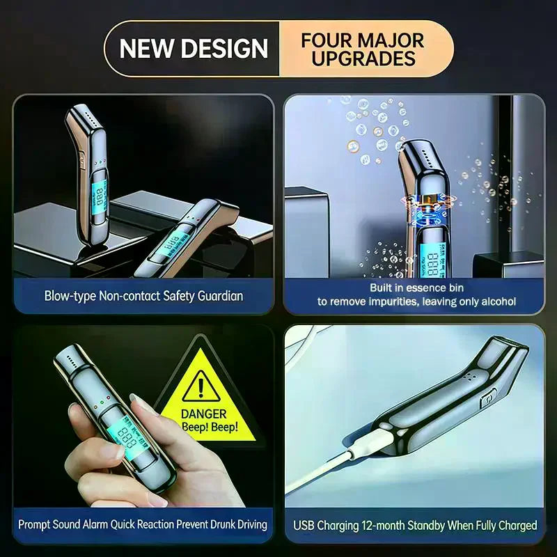 Portable Breathalyzer Professional Breath Alcohol Tester LCD Display Detector For Drunk Driving Car Electronics Alcohol Test