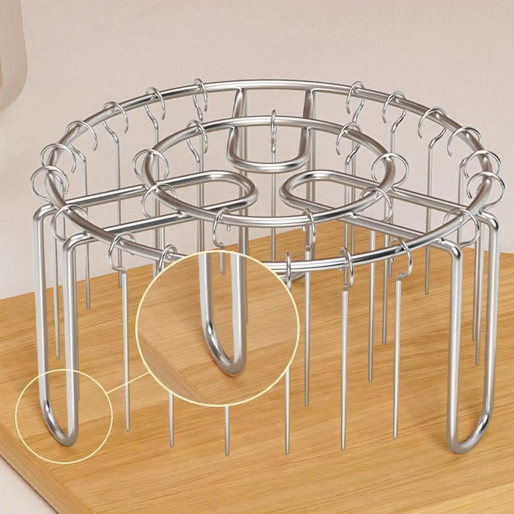 Air Fryer Grill Rack Stainless Steel Hanging Grill Skewers Non-Stick Outdoor Barbecue Kebabs Rack For Vegetable Fish Meat Shrimp
