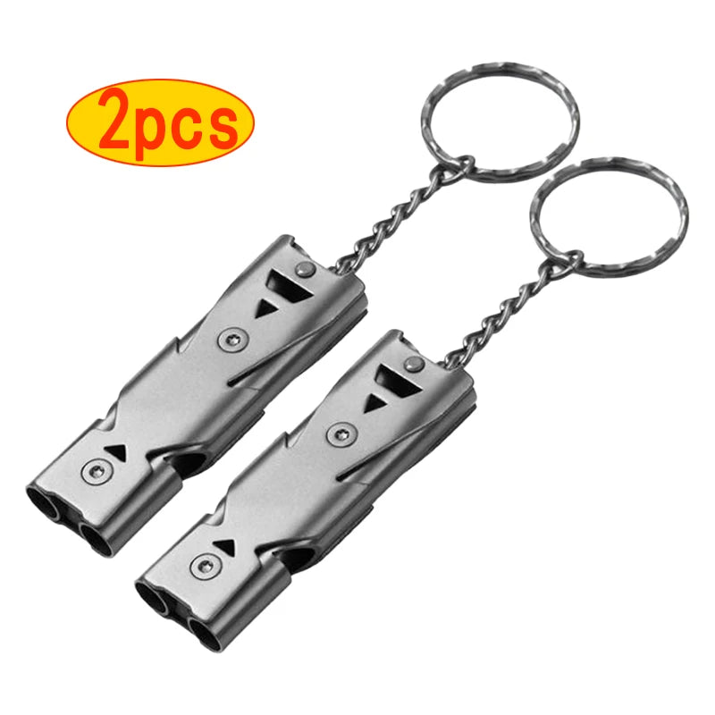 1/2pcs Double Pipe Whistle Pendant Keychain High Decibel Portable Outdoor Survival Emergency Camping Tool Multifunction 1PC