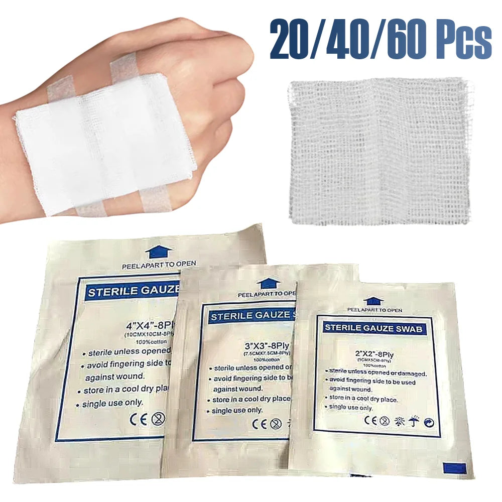 Medical Disposable Gauze Pads First Aid Gauze CompressIndividually Wrapped Gauze Sterile 3 Sizes Wound Care Compress Pads