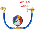 R134A Refrigerant Charge Hose Kit, 1/2’’ Self-Sealing Valve Can and Recharge Hose with Pressure Gauge for Car Air Conditioning