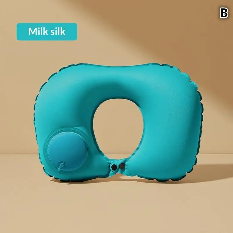 Flocking Inflatable Portable Neck Pillow That Can Be Stored And Self Filled Suitable For Outdoor Business Trips Camping〔CC33〕