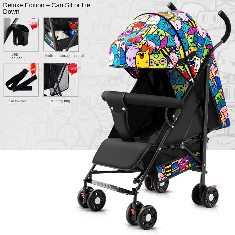 Baby Buggy Can Sit or Lie Down Lightweight Folding Locket Umbrella Car Baby 0 to 3 Years Old Child Stroller