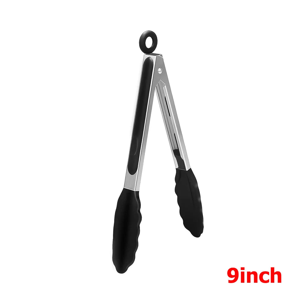 9 12 inch Kitchen Tongs For Cooking with Silicone Tips Heat Resistant Locking Cooking Tongs Non-Stick Food Tongs YY211