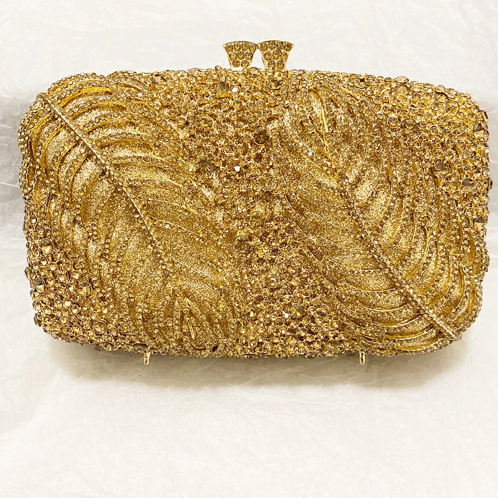 Silver Evening Clutches Diamond Wedding Purses WHTUOHENG Crystal Purses Rhinestone Clutch  Bags Leaves Women Party Handbags