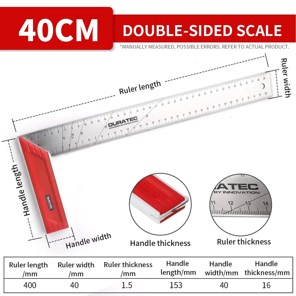 1pc 20-40mm Aluminum Alloy Square Ruler Right Angle 90 Metric Gauges Turning Ruler Woodworking Ruler L-shaped Measuring Tool