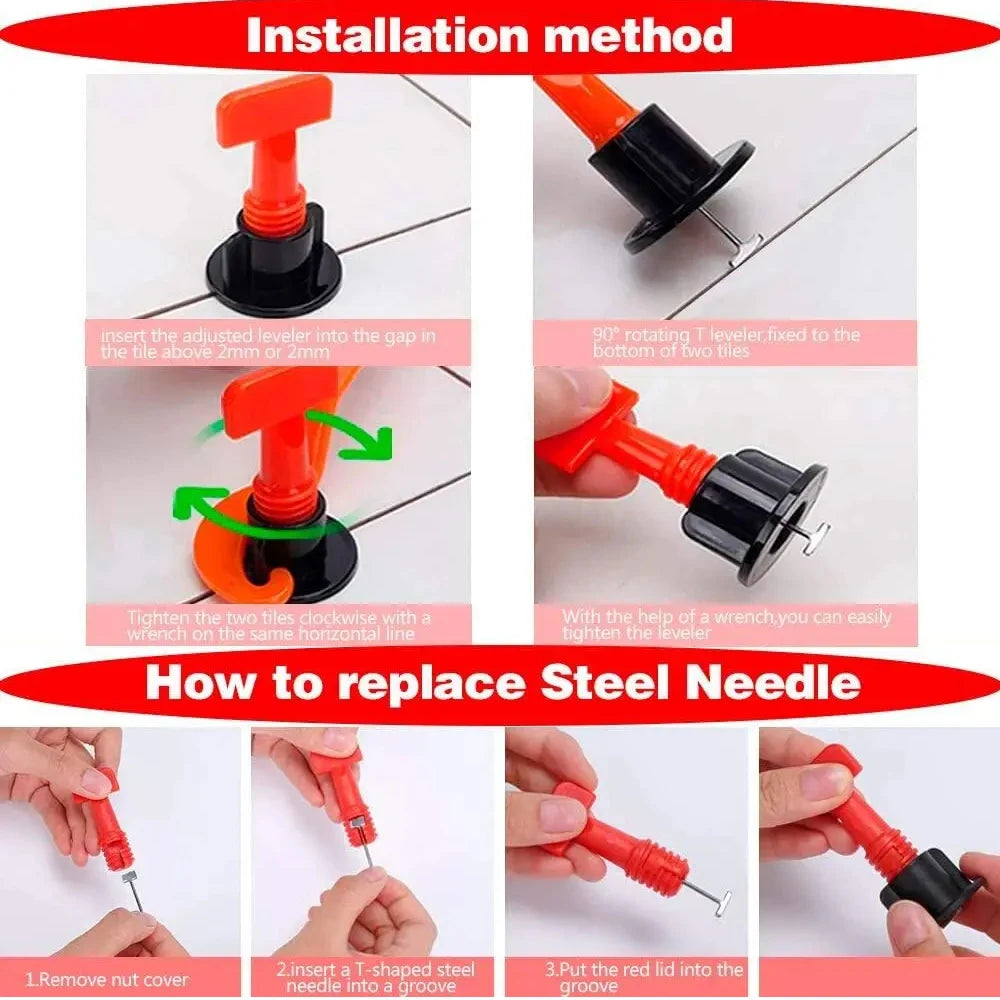 11-204Pcs Ceramic Floor Tile Leveling System Clips Spacers Porcelain Leveler Kit Construction Tools For Tile Laying Wall Fixing