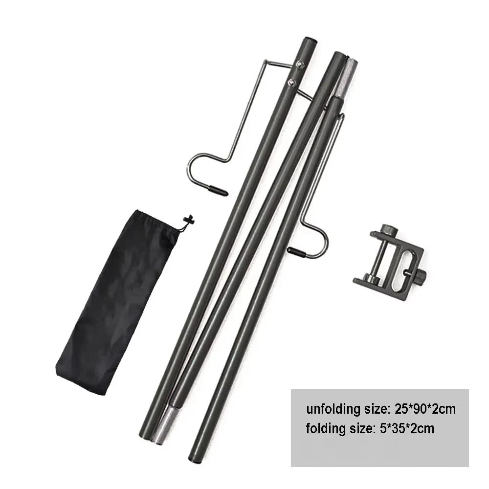 Outdoor Camping Hiking Aluminum Alloy Foldable Lamp Post Pole Portable Fishing Hanging Light Fixing Stand Holder Lantern Stand