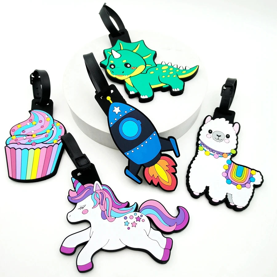1pc Cute Dinosaur Unicorn Luggage Tag Airport Luggage Backpack Anti Loss ID Tag Pendant Work Name Identification Tag Pendant
