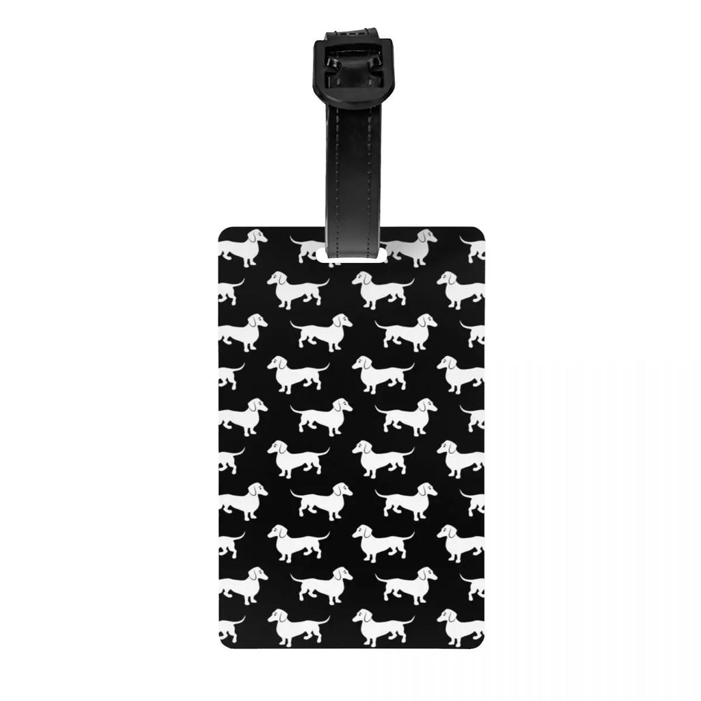Custom Cute Dachshund Sausage Dog Luggage Tag With Name Card Puppy Animal Privacy Cover ID Label for Travel Bag Suitcase