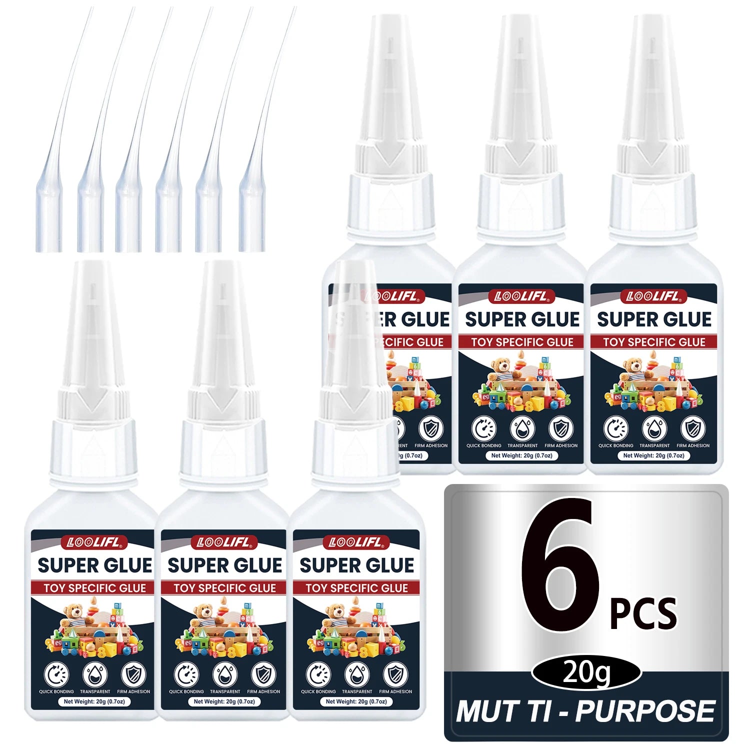 LOOLIFL Multi-Purpose Super Glue Cyanoacrylate Adhesive Instant Stronger All Bonding Glue for Resin Ceramic Metal Glass Plastic