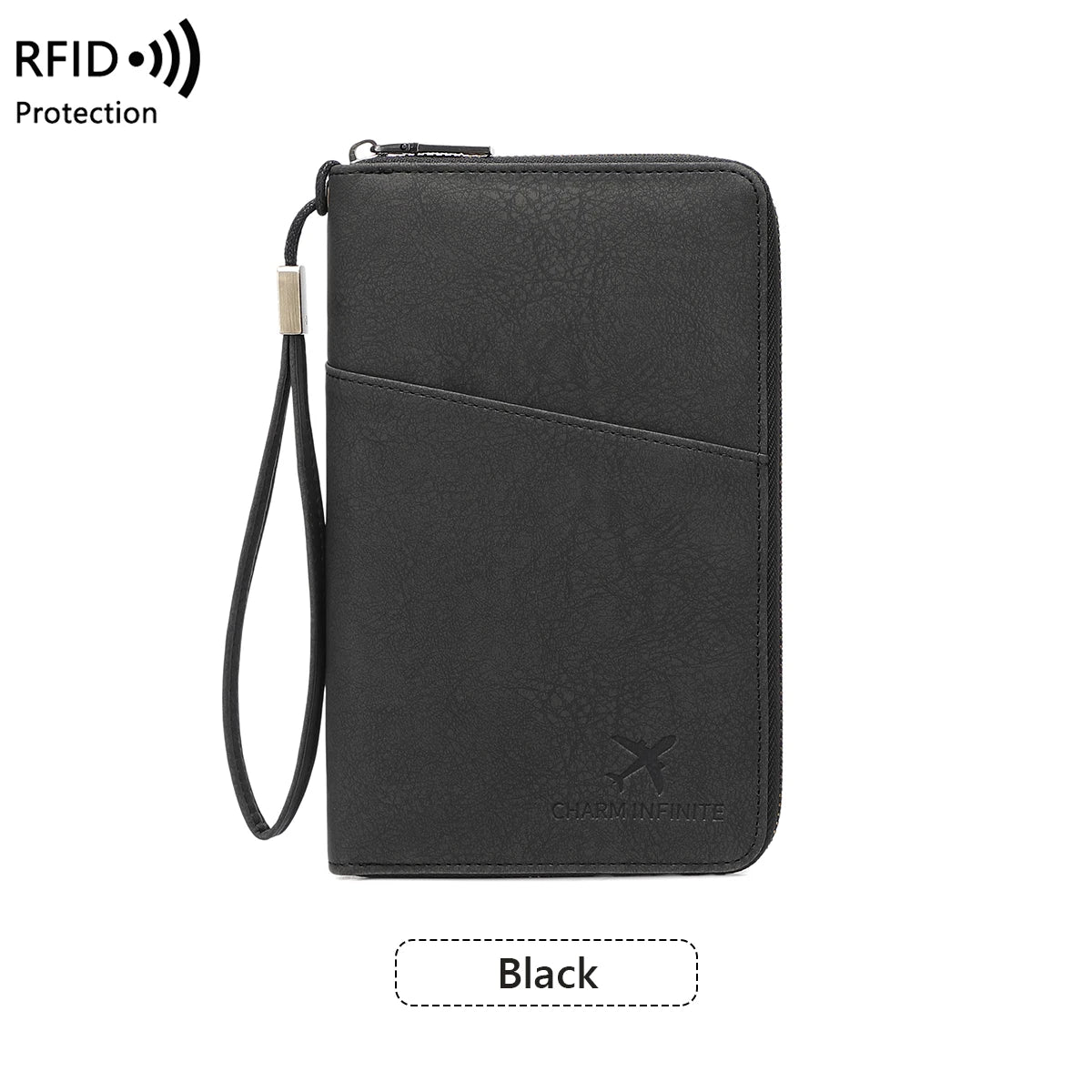 New Large Capacity RFID Anti-Magnetic Passport Holder with Zipper Multi-Function Travel Wallet for Documents And Tickets  Wallet
