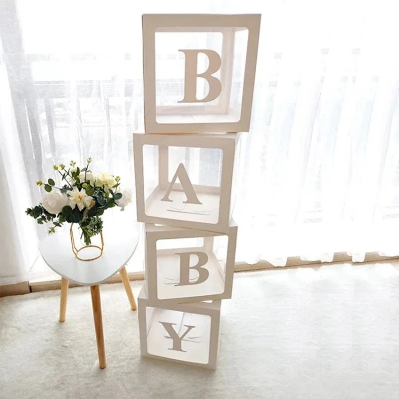 25/30cm Custom Transparent Letter Box A-Z Baby Shower Girl 1st Birthday Party Decoration Kids Wedding Birthday Balloon DIY Box