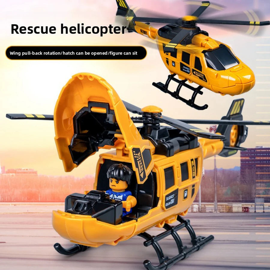 1pcs- Child Diy Helicopter Blocks Buiding Model Rotating Propeller Fighter Simulating Rescue Aircraft Boy Birthday Gift