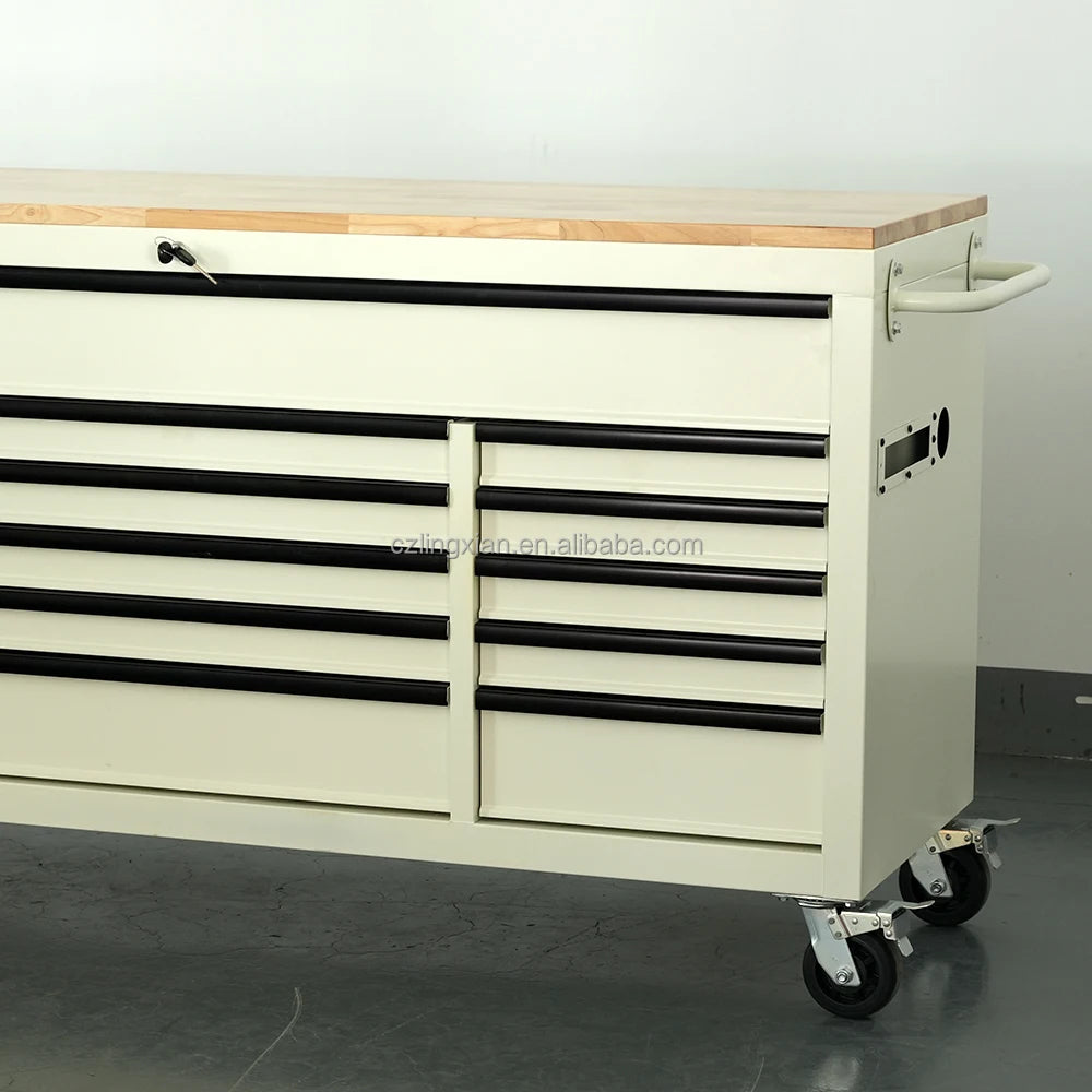 Mobile 18-Drawer 72in Drawers Tool Trolley Moving Workbench Workbench Large Tool Cabinet With Wooden Top