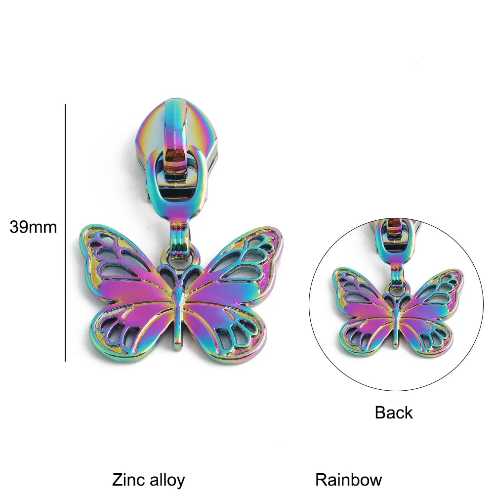 10/40/100PCS Owl/Dragonfly/Bee/Butterfly Shape 5# Nylon Zipper Sliders For Decorative Zipper Tab Bags Pocket Sewing Accessories