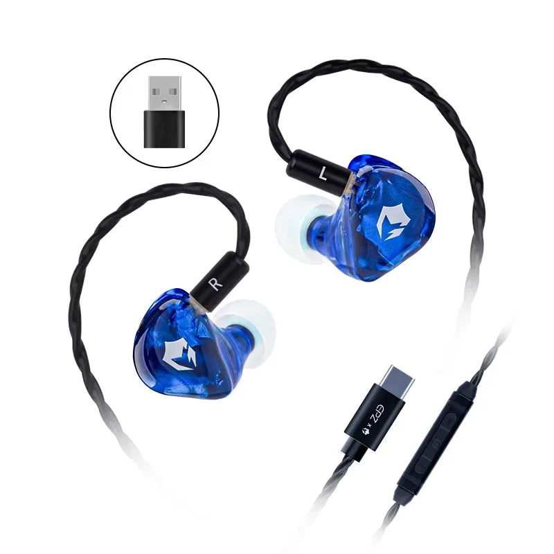 EPZ G10 Wired Earphones HIFI Music IEM In Ear Noise Cancellation Headphones Gaming Type C 1.7M/3.5MM Detachable Earphone Cable