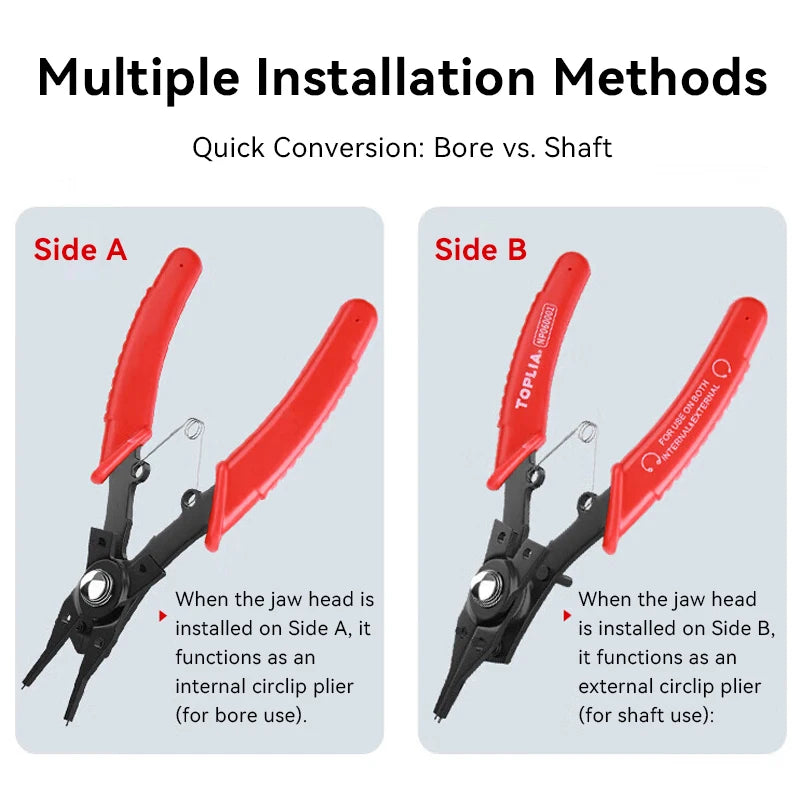 4-In-1 Circlip Pliers Set Snap Ring Pliers Multi Crimp Removable Plier Head Retaining Circlip Pliers Hand Tools Multifunctional