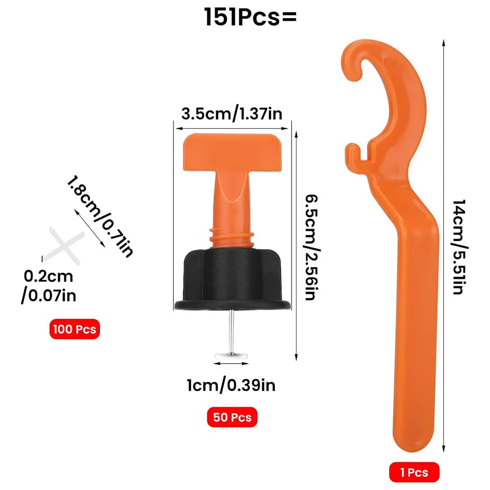 50pcs Tile Levelling System Kit Reusable Tile Equaliser Spacer, Construction of Walls,Floors,Wedge Tool Decoupling Mat for Tiles