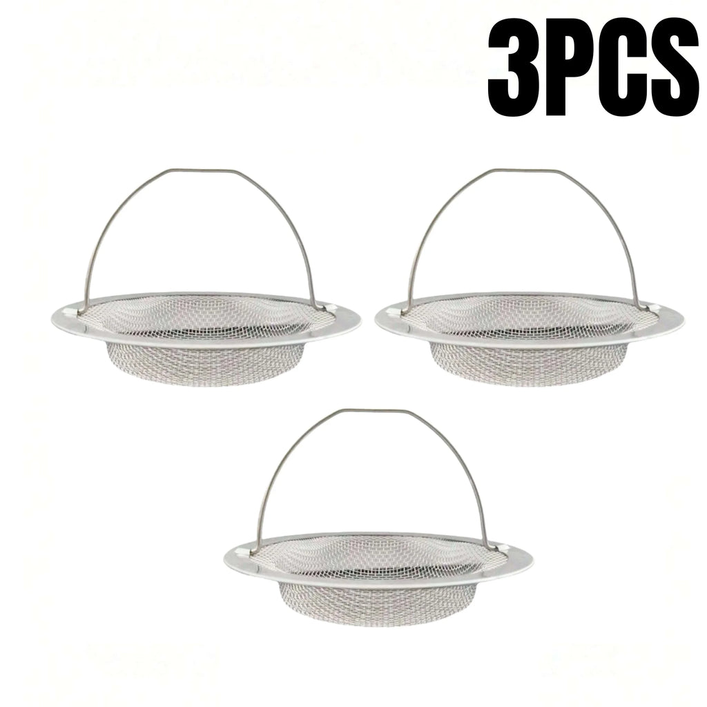 1/2/3Pcs Kitchen Sink Strainer With Handle Stainless Steel Mesh Filter Drain Stopper Food Residue Hair Catcher Prevents Clogs