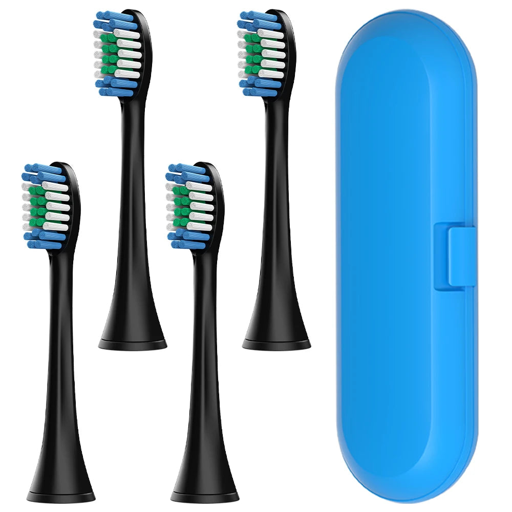 Toothbrush Travel Box & 4pcs Medium Soft Bristles Replacement Brush Heads Compatible with Philips Sonicare Electric Toothbrushes