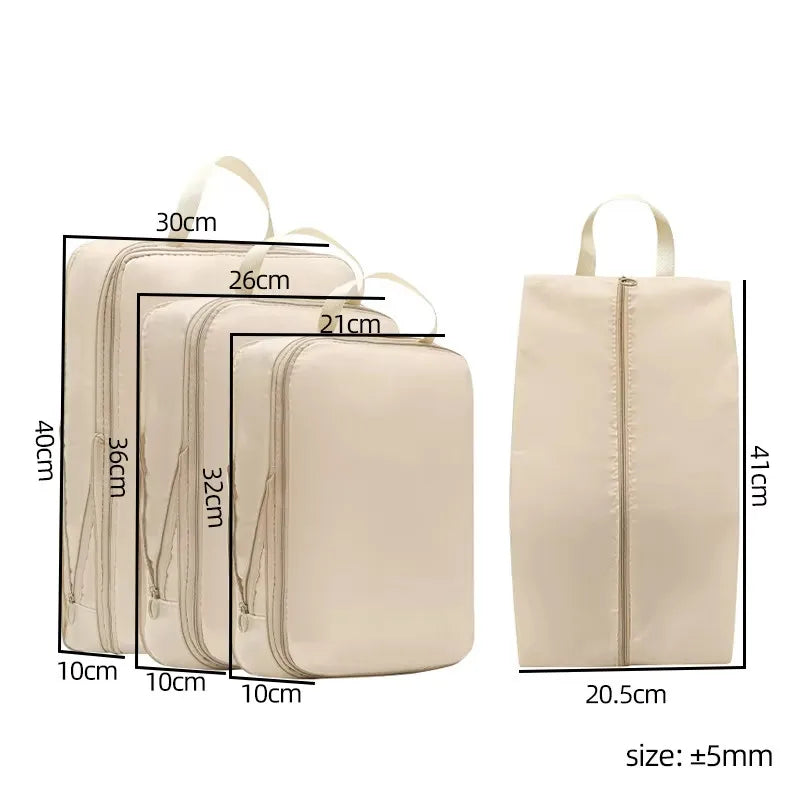 4/6PCS Compression Bags with Zipper for Clothes Underwear Shoe Packing Storage Travel Luggage Wardrobe Space Saving Organizer