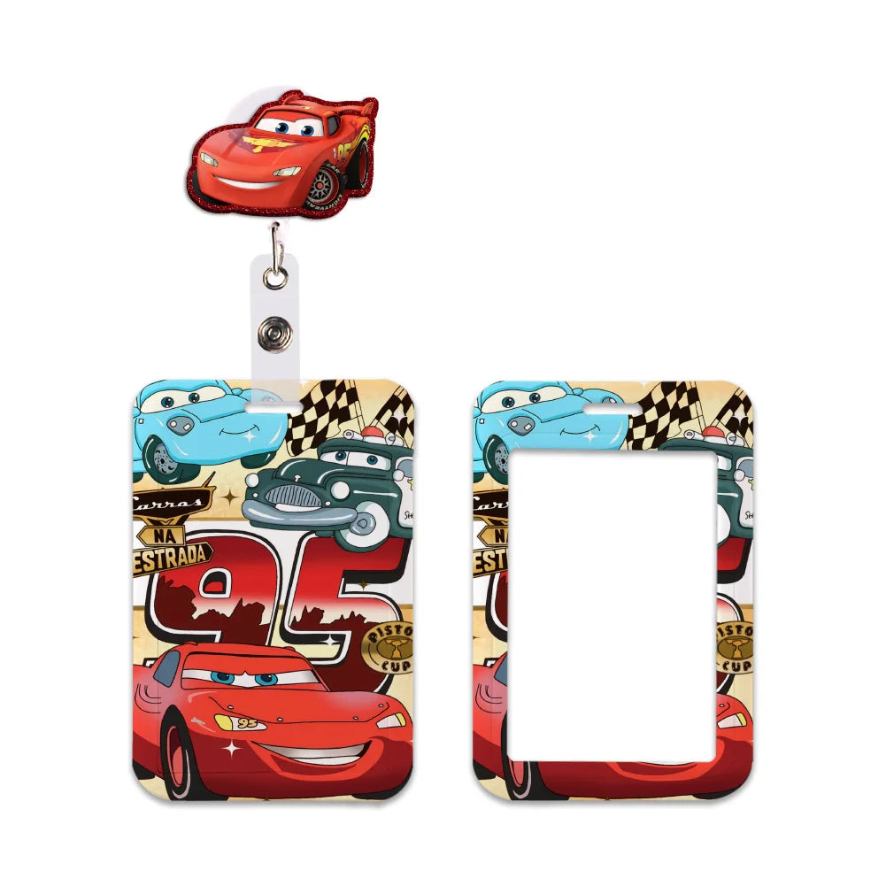 Cars Disney Movie Lightning McQueen New Arrvial Cute Cartoon Badge Holder ID Card Bus Card Holder Lanyard for Accessories Gifts