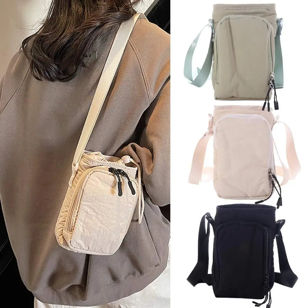 Shoulder Strap Water Bottle Carrier Bag Front Pocket Waterproof Crossbody Water Bottle Purse Portable Handle