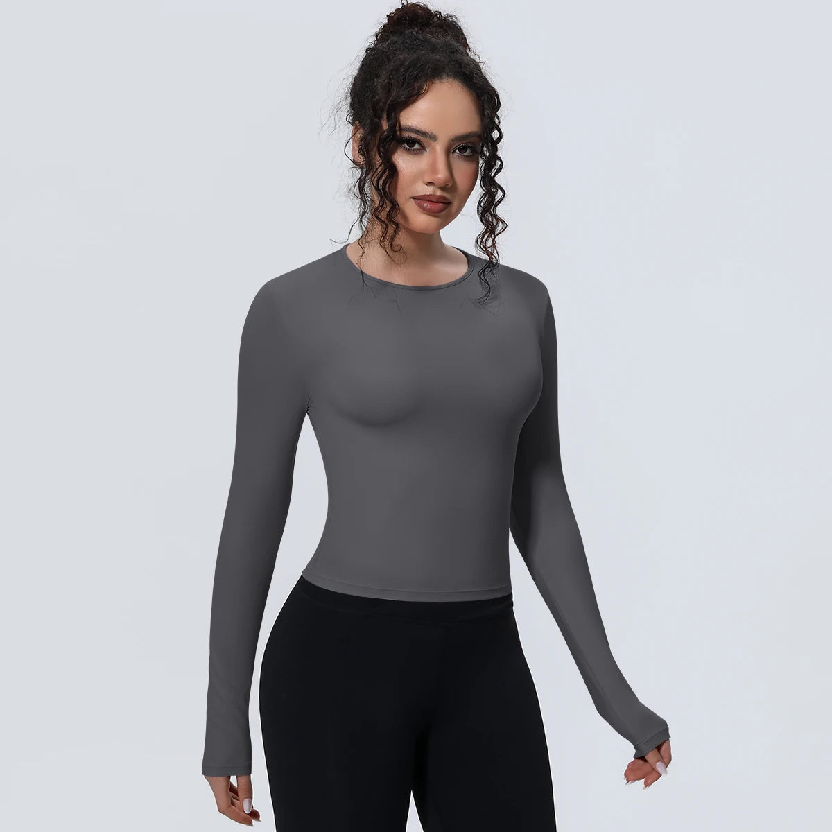 Woman's Yoga Long Sleeved Gym Sports Running Top Slim Breathable Soild Color Fitness Top Running Shirts Gym Top Yoga Sport Top