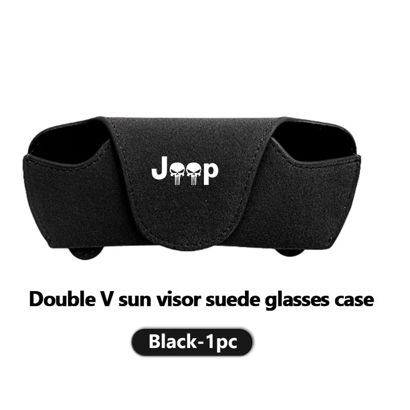 For Jeep Car Styling Sun Visor Glasses Storage Box Suede Sunglasses Case Accessories Renegade Compass Cherokee Wrangler Patriot