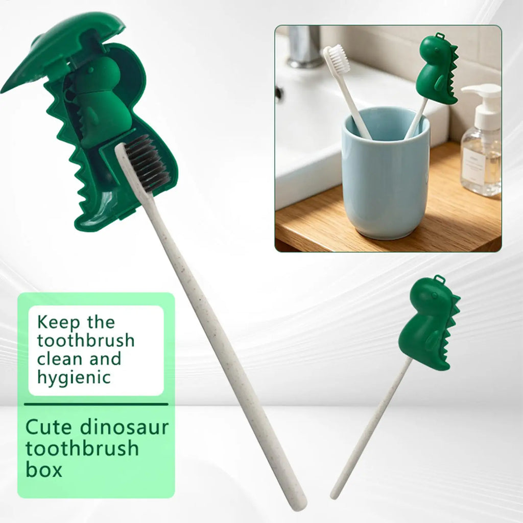 Cute Dinosaur Toothbrush Holder Portable Silicone Travel Case Cover Protector for Bathroom Cruise Home Sink Restroom Accessories