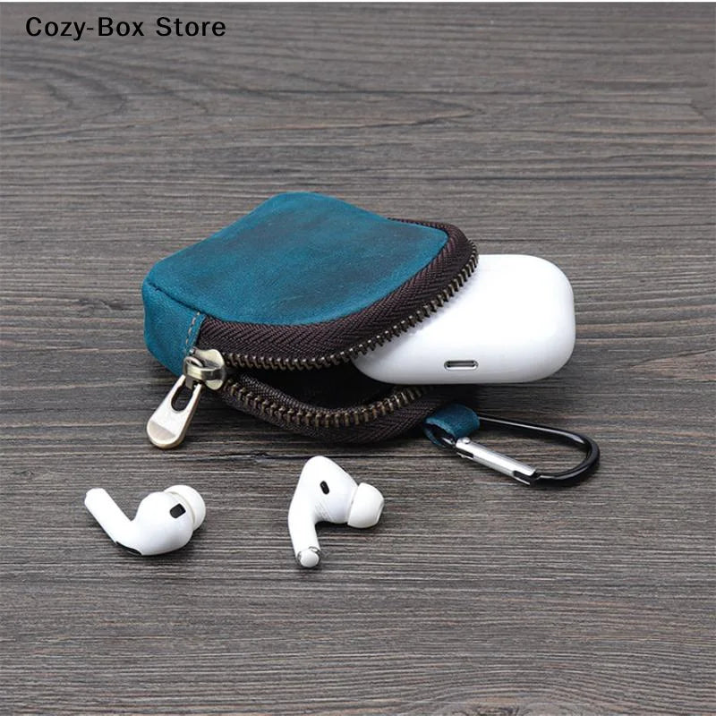 [ZY]Retro Small Zipper Pouch Earphones Accessories PU Leather Coin Purse For Coins Bag Pendant[ZY]