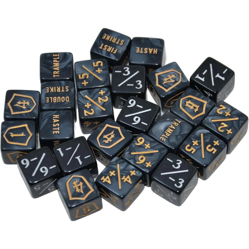24pcs Counter Dice Plus 1 Tokens Life Token Dice Set +1/-1 Counters D6 Dice Bulk With Bag. Card Game Accessories