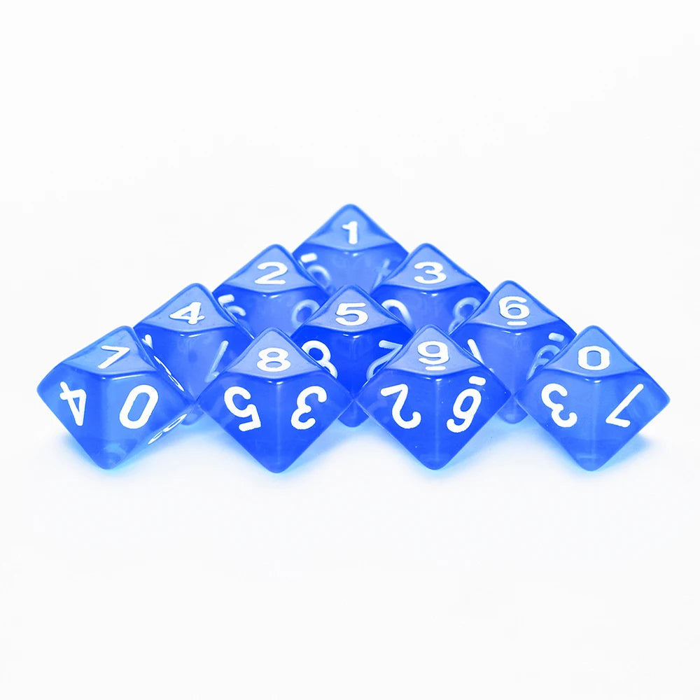 Board Game D10 Dice 10pcs Digital 0-9 Polyhedral Dice for Table Role Playing Game DND COC