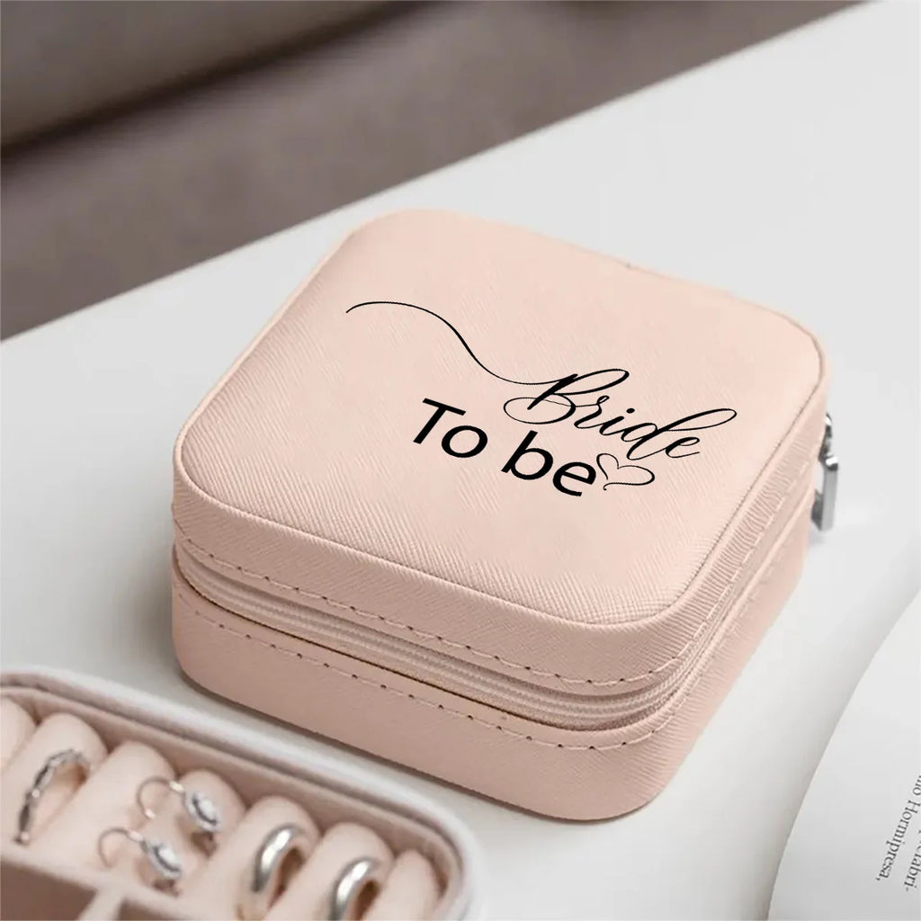 Personalized pink PU leather jewelry box, pearl box, portable women's travel earrings, necklace storage, wedding gift